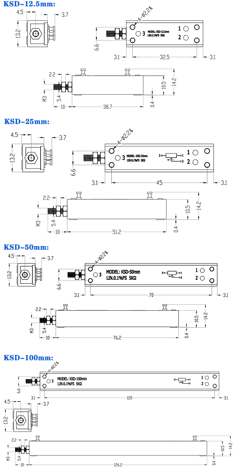 KSD直线电位器/直线位移传感器13FLP